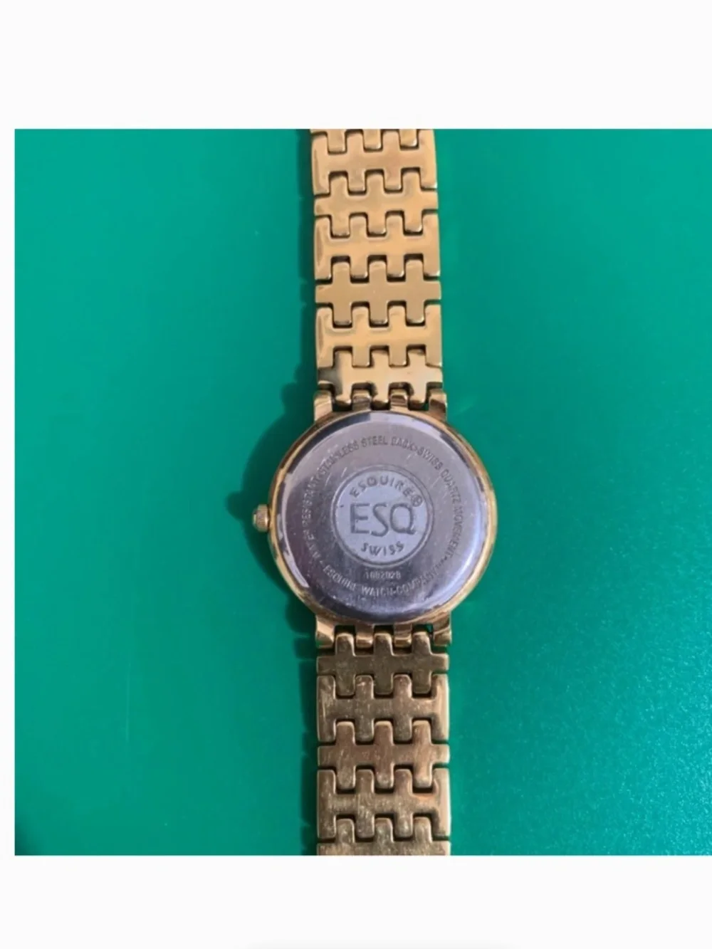 Esquire ESQ Ladies Watch Diamonds Pearl Dial Gold Tone Bracelet and Hands Swiss
